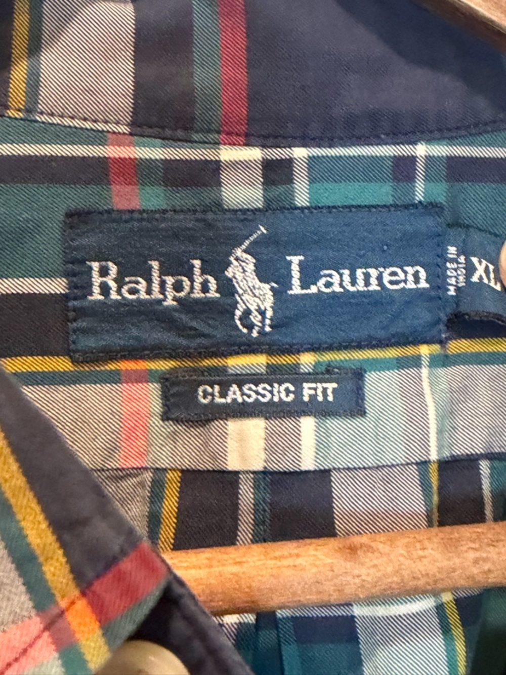 Ralph Lauren Classic Fit Plaid Button Down Shirt XL Cotton Pony Logo Preppy - Picture 2 of 8